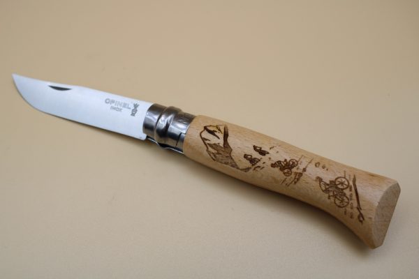 couteau opinel 8 gravure velo bruguieres 31